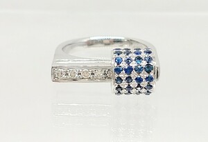 [Новое готовое] K18WG Blue Sapphire 0,81CT Diamond 0,20CT Около 15,5 общего веса около 9,1 г кольца кольцо кольцо 750 18 золото