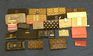 ジャンク 1円スタート ブランド財布キーケース等まとめ売り23点 ヴィトン GUCCI PRADA フェラガモ kate spade トリーバーチ COACH等