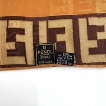 フェンディ スカーフ オレンジ ブラウン ズッカ 美品 クリーニング済み 大判 シルク 100％ 中古 FENDI FF_画像5