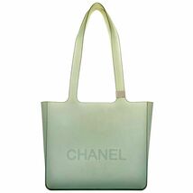 シャネル トートバッグ グリーン 美品 ミニ ロゴ ラバー 中古 CHANEL 肩掛け ラバートート 軽い クリア 定番_画像1