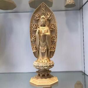 精密細工 木彫り 南海観音像 浄瓶菩薩 仏像 家庭用 仏壇供養