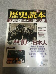 歴史読本 満洲国を動かした謎の人脈 満洲国古地図付き　岸信介 甘粕正彦 山形有朋 後藤新平 頭山満 石原莞爾 広田弘毅　２０１３年８月