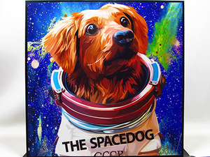 Art hand Auction [Nouveau n°141] Panneau Pop Art Space Dog Doggy, Ouvrages d'art, Peinture, Portraits