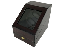 メーカー不明 黒色 ワインディングマシーン 2本巻き 高級木製 静音設計 上げ機 機械式 時計自動巻き 中古 N8334335_画像1