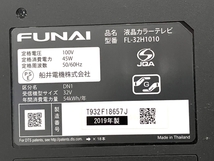 FUNAI フナイ FL-32H1010 32インチ 液晶カラーテレビ 019年製 TV リモコン付属 中古 B8331736_画像9