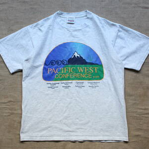 レア1990s Pacific West ConferenceヴィンテージTシャツ アメリカUSA マウンテン ULハイキング アウトドア アラスカ ポートランド NCAA