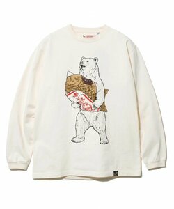 送料無料 新品 go slow caravan ゴースロウキャラバン タイ焼き 熊 クマ 長袖 Tシャツ 3 M 白 ロンT 312803 スウェット ヘビーコットン