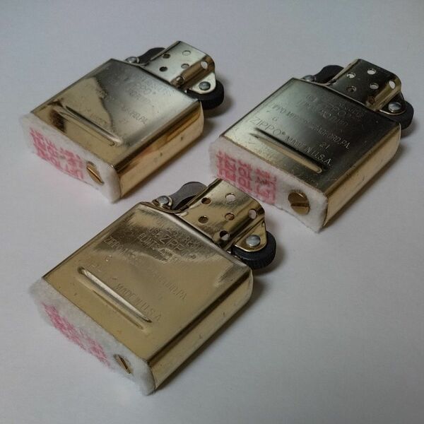 ZIPPO GOLD INSIDE UNIT REGULAR SIZE ×3set インサイドユニット 純正ゴールドインナー3個