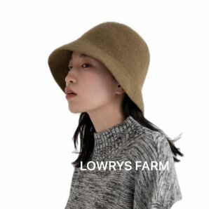 ローリーズファーム LOWRYS FARM フェルトバケットハット レディース　毛100% グリーン　 帽子 バケハ　 ニット帽