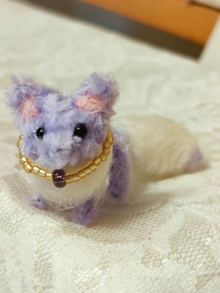 モールアート 狐 キーホルダー ハンドメイド ストラップ 羊毛フェルト