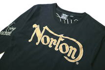 程度良好/お洒落！◆Norton ノートン 刺繍ロゴ 綿100 ロンT/長袖Tシャツ◆Mサイズ相当（表記L：身長169-171センチ位）_画像3