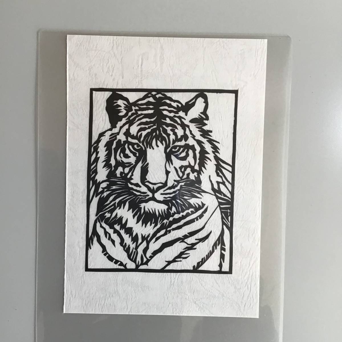 ☆Mit Blick auf das diesjährige Bild, Ich habe einen „Tiger aus Ise Katagami-Papier im A5-Format (handgemacht)☆ ausgeschnitten, Kunstwerk, Malerei, Hirie, Kirie