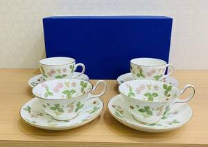 【H10010EM】WEDGWOOD ウェッジウッド カップ＆ソーサー ワイルドストロベリー 4客セット ピオニー 2客 リー 2客 洋食器 お洒落 インテリア