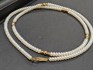 【MSO-3761FH】K18刻印 パール ネックレス 真珠 総重量24g 全長約69cm アクセサリー ジュエリー レディース ファッション 中古