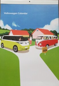 超レア　稀少★非売品★VW　フォルクスワーゲン　２０２４年壁掛けイラスト　カレンダー★新品★定形外送料５１０円★