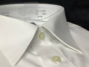 43-86 日本製 新品　白無地ワイシャツ　LL寸　形態安定加工のレギュラーシャツ　カッターシャツ　パリッと生地お買い得ドレスシャツ　