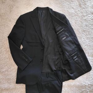 【妖艶な艶感】バーバリー ブラック レーベル BURBRRRY BLACK LABEL セットアップ スーツ 36R(M相当) ノバチェック ラムウール100 ブラック