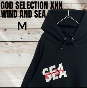 GOD SELECTION XXX × WIND AND SEA ウィンダンシー ゴッドセレクション 両面 刺繍 ロゴ パーカー M コラボ 黒 ブラック