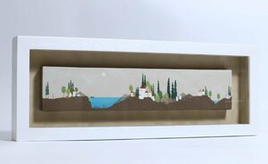 高橋祐次「Meet」アクリル絵の具・砂による アクリル額装品 絵本作家