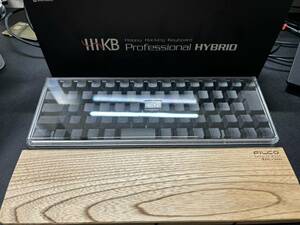 HHKB Professional HYBRID Type-S 日本語配列 墨/吸振マット(貼付済)/キーボードルーフ＆ケース/ ウッドパームレスト/L字ケーブル計6点