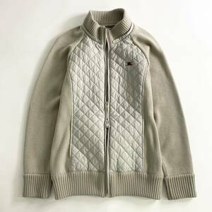 NL3 BURBERRY GOLF バーバリーゴルフ ブルゾン サイズM ベージュ レディース ゴルフウェア ニットジャケット トップス ニット切替 リブ