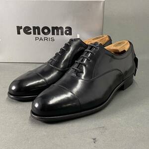 Al12《未使用保管品》日本製 renoma PARIS レノマ レザーシューズ ビジネスシューズ キャップトゥ 25.5cm メンズ ドレスシューズ 革靴