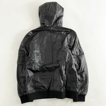 El19 大きいサイズ☆ FORTIME フォータイム レザージャケット シングルライダース Genuine Leather 本革 フーディ 2XL メンズ 男性用_画像2