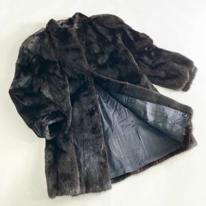 L22-18《最高級毛皮》YUKI BELLE FEMME ダークミンク ミンクコート セミロングコート 毛皮コート MINK リアルファーコート BLACK JEWEL 