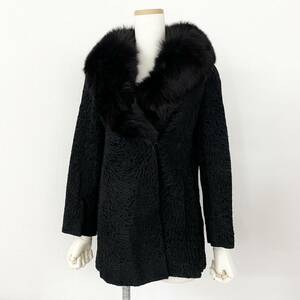 【１円スタート】Fl26 ROTINY FUR ロティニー ファーコート ミディ丈コート 凹凸生地 ラップコート ベロア 7 S相当 レディース 女性用