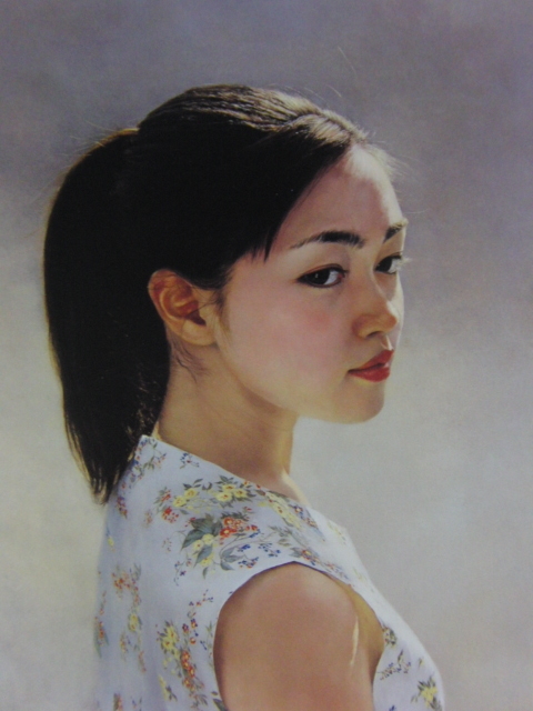 Coller l'été par Nakagami Seisho, D'une rare collection d'art, En bonne condition, Tout neuf avec un cadre de haute qualité, livraison gratuite, Ventilateur, Peinture, Peinture à l'huile, Portraits