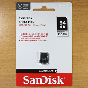 【ネコポス便】 SanDisk サンディスク 小型 USBメモリ 64GB Ultra Fit / USB3.2 Gen1 高速対応 /最大130MB/s 読込み