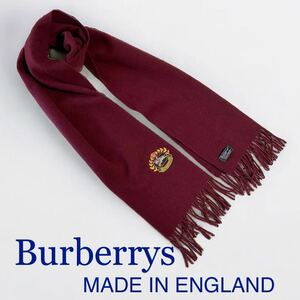 90年代 VINTAGE イングランド製 Burberrys エンブレム刺繍 マフラー ショール ストール バーバリー フリンジ付き BURBERRY 90's ビンテージ