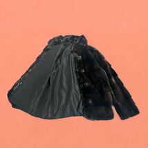 リバーシブル ミンク シルク レディース ショート ジャケット コート MINK SILK アウター 両面使い 女性 婦人服 毛皮 ダークブラウン_画像2