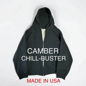 VINTAGE USA製 CAMBER CHILL BUSTER サーマル裏地 アルミジップ キャンバー チルバスター アメリカ製 ビンテージ 墨黒 パーカー スエット