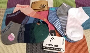 new balance　ニューバランス　&　HEAD　ヘッド　19-25cm　ソックス　靴下　６足セット　新品未使用品　スニーカーソックス