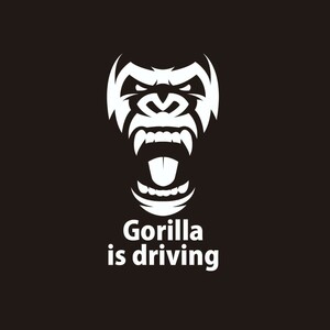 5枚セット　Gorilla is driving　カッティングステッカー　ゴリラ　ギャグ　運転　車　切文字ステッカー　ごりら　ドライブ