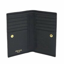 ◆ 本物 美品 ◆ PRADA プラダ スモールウォレット カードケース ２つ折り財布 名刺入れ レザー ブラック 黒 NERO 箱 Ｇカード 人気 1MV020_画像5