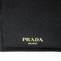◆ 本物 美品 ◆ PRADA プラダ スモールウォレット カードケース ２つ折り財布 名刺入れ レザー ブラック 黒 NERO 箱 Ｇカード 人気 1MV020_画像8