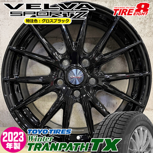 2023年製 即納 スタッドレスホイールセット 225/55R18 TOYO Winter トランパス TX 特注軽量VELVASPORT2 18×7.5J+38 5/114.3 黒 デリカD:5