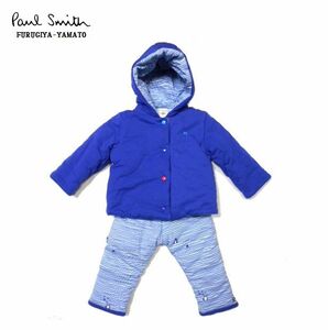 古着屋大和 ポールスミス ベビー キッズ 子供服 ペンギン柄 中綿ジャケット パンツ セットアップ 9M 80cm ブルー ジャンパー 男の子 防寒具