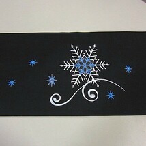 新品【御仕立上】　西陣織刺繍高級九寸名古屋帯　雪の結晶　黒地_画像6