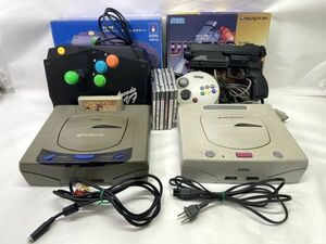 【B889】SEGA セガサターン HST-3220/HST-3200 本体/コントローラー/ソフト まとめて リアルアーケード バーチャガン パワプロ エヴァ