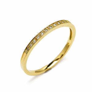  Vendome Aoyama diamond ring 13 number K18YG half Eternity half diamond 1 row one row .. thin yellow gold used free shipping 