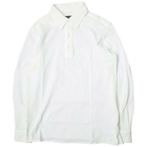 LES LESTON レスレストン 日本製 鹿の子 ニットシャツ プルオーバー M ホワイト 長袖 ポロシャツ トップス g14637