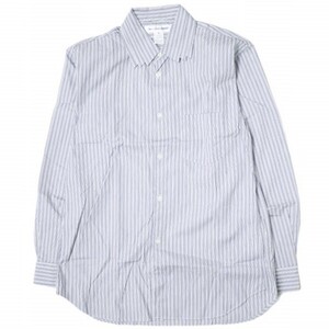 COMME des GARCONS SHIRT コムデギャルソンシャツ フランス製 3連カラー ストライプシャツ FG-B064 M ネイビー 長袖 ギザギザ g14644