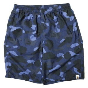 A BATHING APE ア ベイシング エイプ 1ST CAMO BEACH PANTS カモフラージュベンチパンツ 001SPD301016X M ネイビー BAPE ショーツ g14696