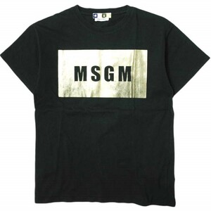 MSGM エムエスジーエム イタリア製 ボックスロゴTシャツ 1842MDM186 XS ブラック 半袖 トップス g14398