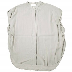 SACRA サクラ 23SS 日本製 CUPRA COTTON FIBRIL TOP キュプラコットンバンドカラーシャツ 123120071 38 ASH BEIGE ブラウス g14402