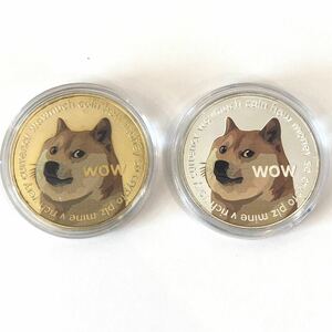 仮想通貨 レプリカコイン ドージコイン 2枚セット Dogecoin ゴルフマーカー 記念メダル ①