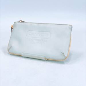5906-60[ COACH ] Coach pouch pochette leather enamel white & blue group 